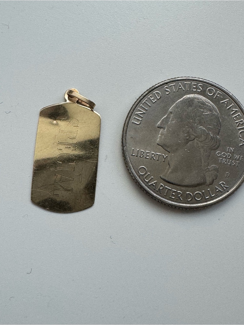 14K Gold Small Dog Tag Charm Pendant “SPECIAL” - Gold